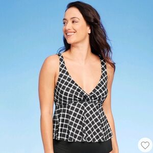 NWT Kona sol gingham front cropped tankini top